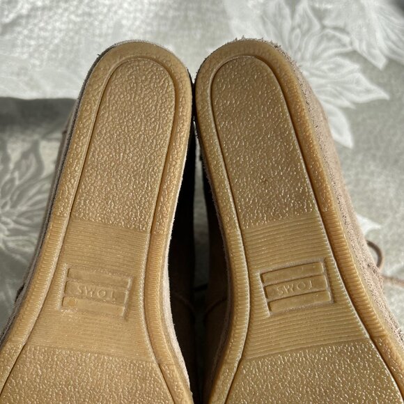 TOMS Suede Leather Wedge Booties Lace Up Boots Shoes 6.5 - Picture 14 of 16